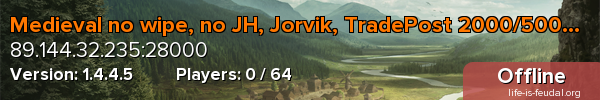 Medieval no wipe, no JH, Jorvik, TradePost 2000/500/3000